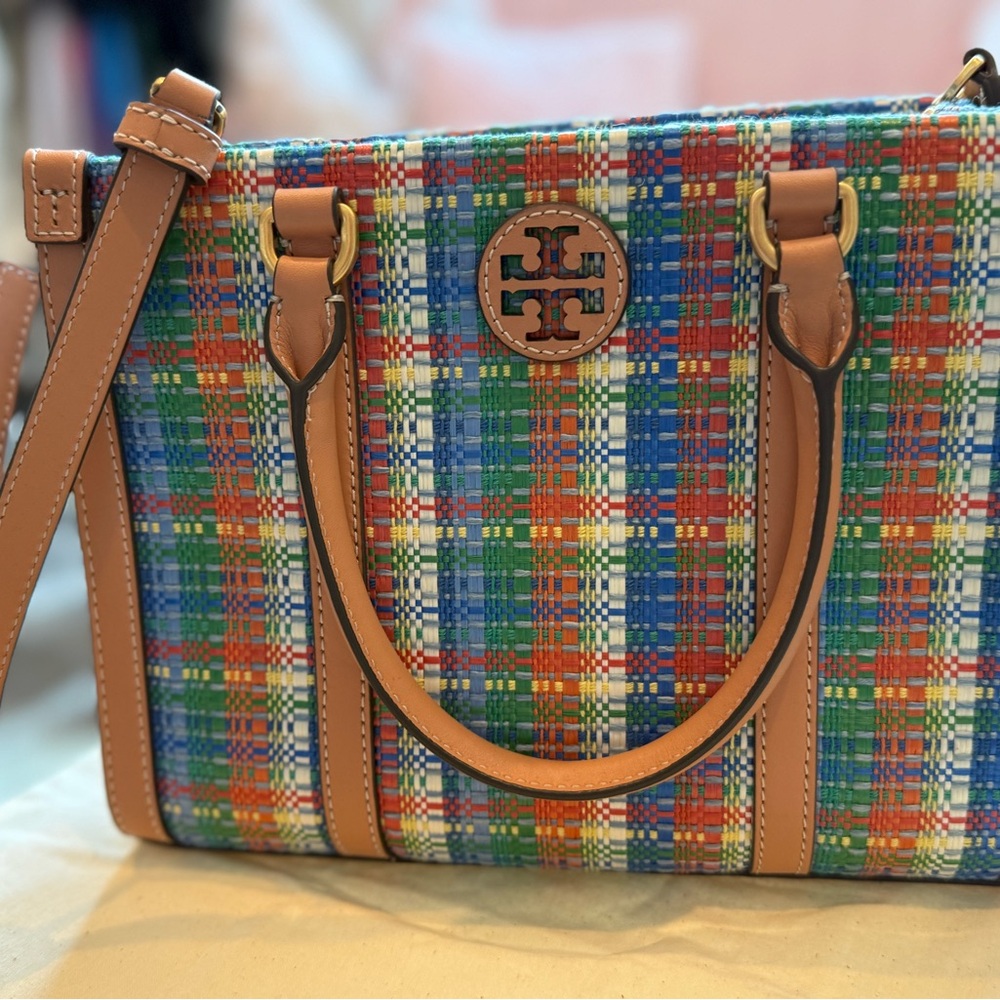 New Never Used Tory Burch Multicolor Plaid Handbag